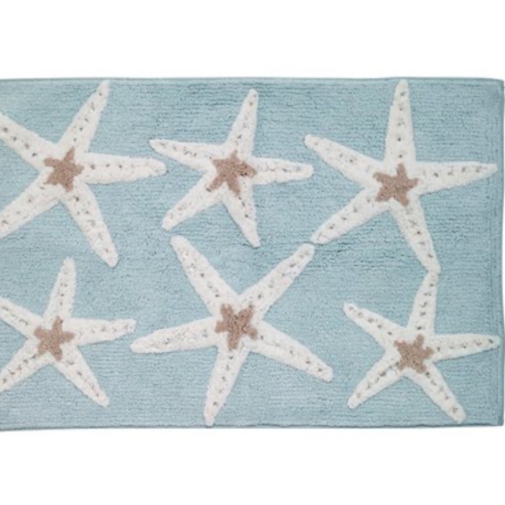 Avanti Sequin Shells Beachy Cotton Bath Rug, 20" X 30" - Aqua NWT
